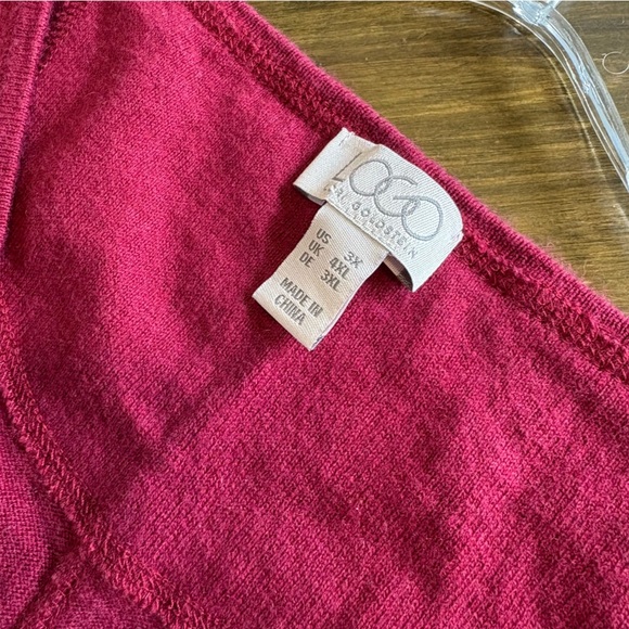 LOGO Lori Goldstein Tunic Sweater Top Burgundy Wine Merlot Pockets Plus Size 3X - Picture 5 of 9